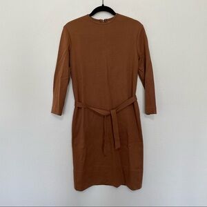 Vintage Mia brown shift tie dress has many moth holes sz.9/10 short length